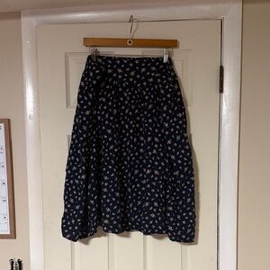 Elegant Navy Floral Midi Skirt